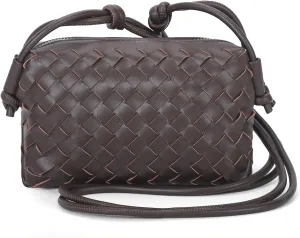 Woven Crossbody Bags for Women,Handwoven Small Purses for Women,Vegan Leather Handbag Trendy Shoulder Bag