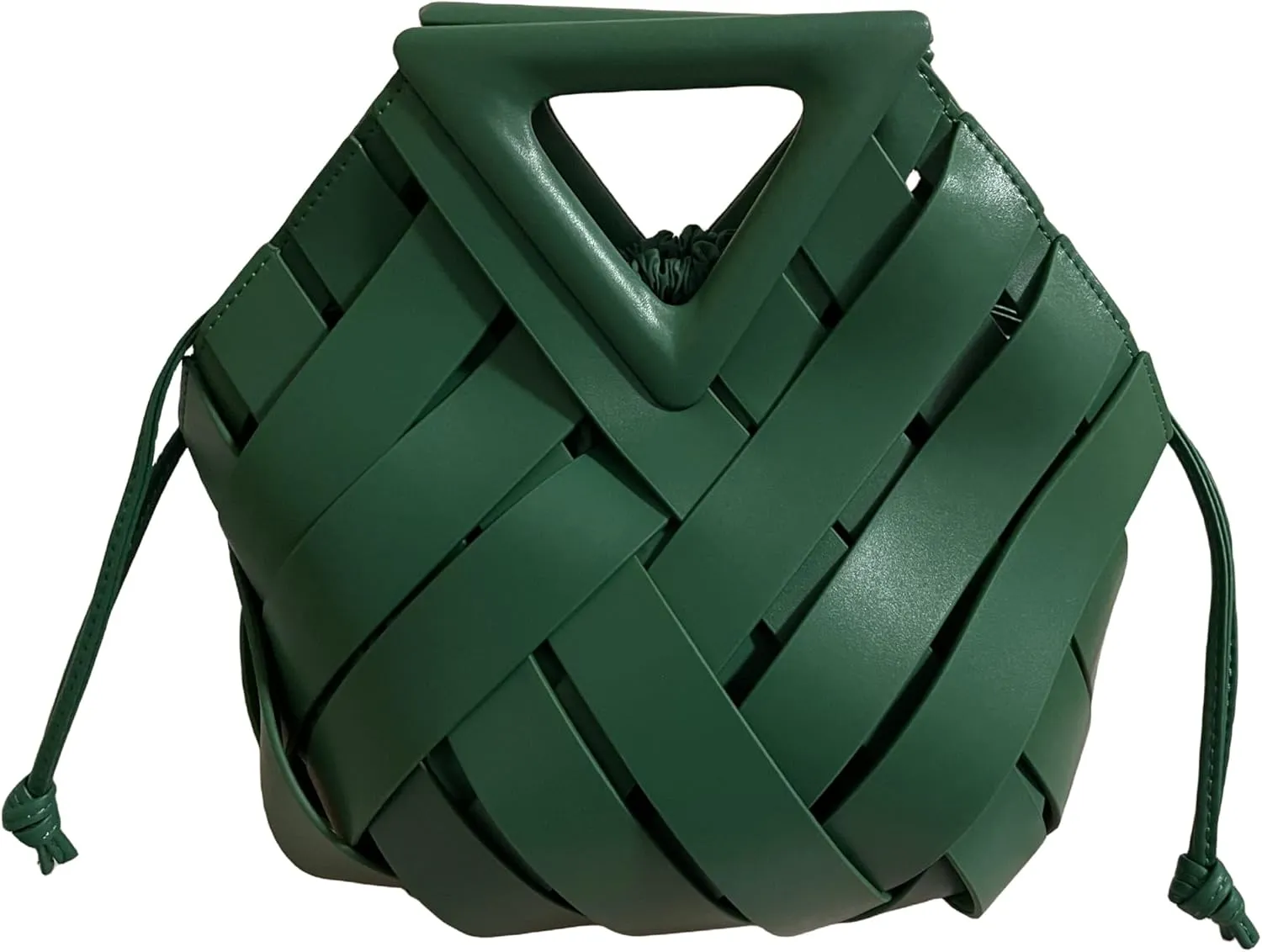 Woven Leather Shoulder Bag Top Handle Satchel with Adjustable Strap Handbag Tote Bag for Women(Green)