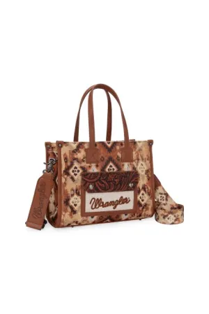 WRANGLER AZTEC CROSSBODY TOTE BAG - TAN