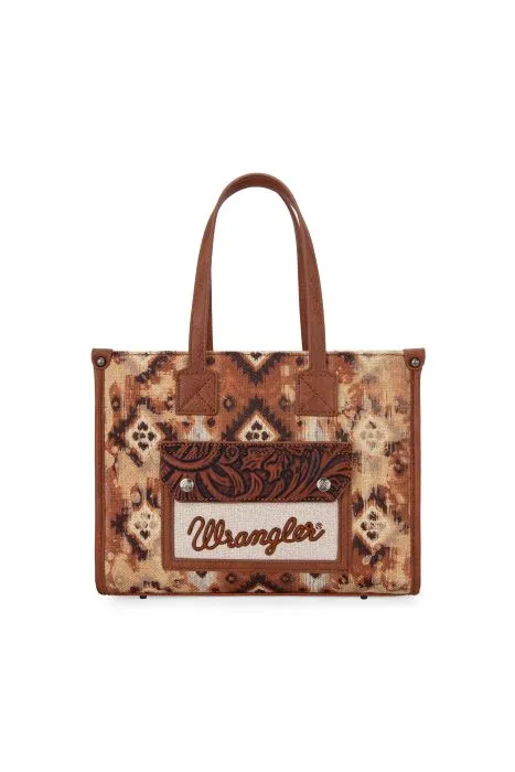 WRANGLER AZTEC CROSSBODY TOTE BAG - TAN