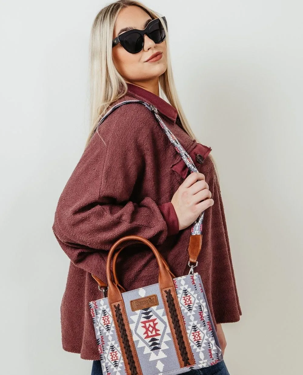 Wrangler Aztec Tote Bag for Women Boho Shoulder Purses and Handbags