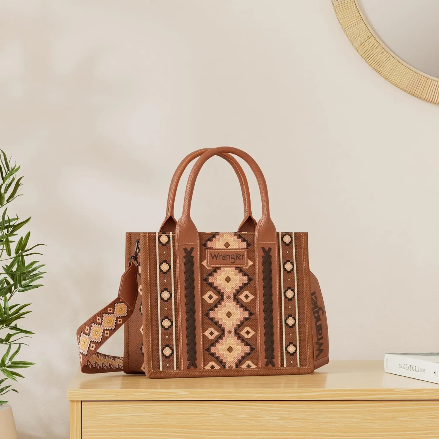 Wrangler Aztec Tote Bag for Women Boho Shoulder Purses and Handbags