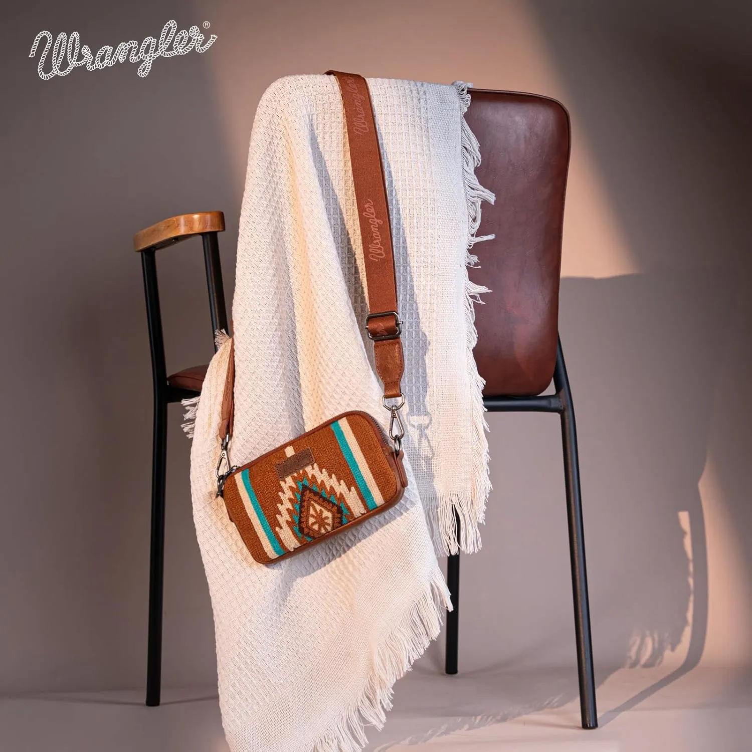 Wrangler Mini Crossbody Purse for Women Western Aztec Clutch Designer Tapestry Shoulder Handbags