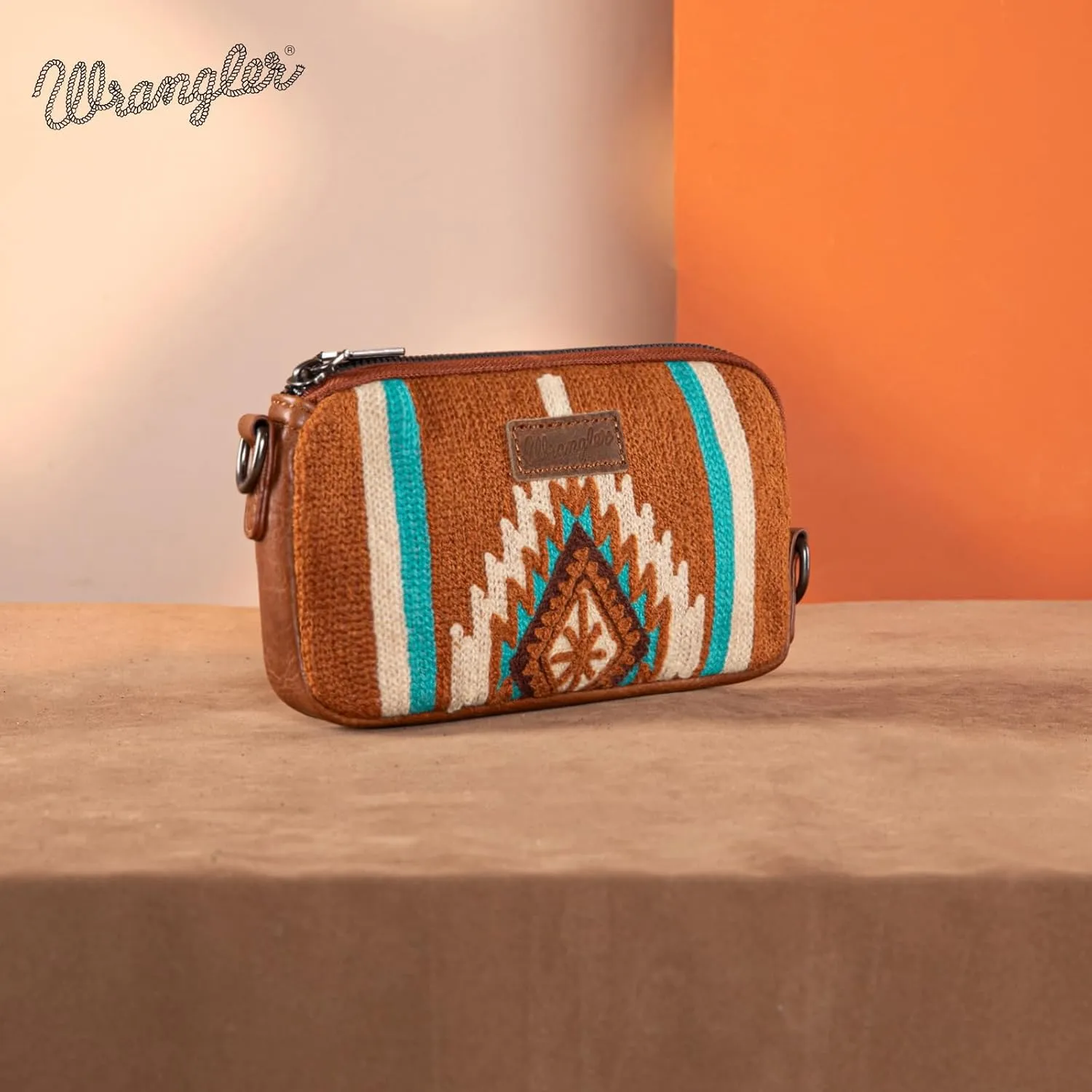 Wrangler Mini Crossbody Purse for Women Western Aztec Clutch Designer Tapestry Shoulder Handbags
