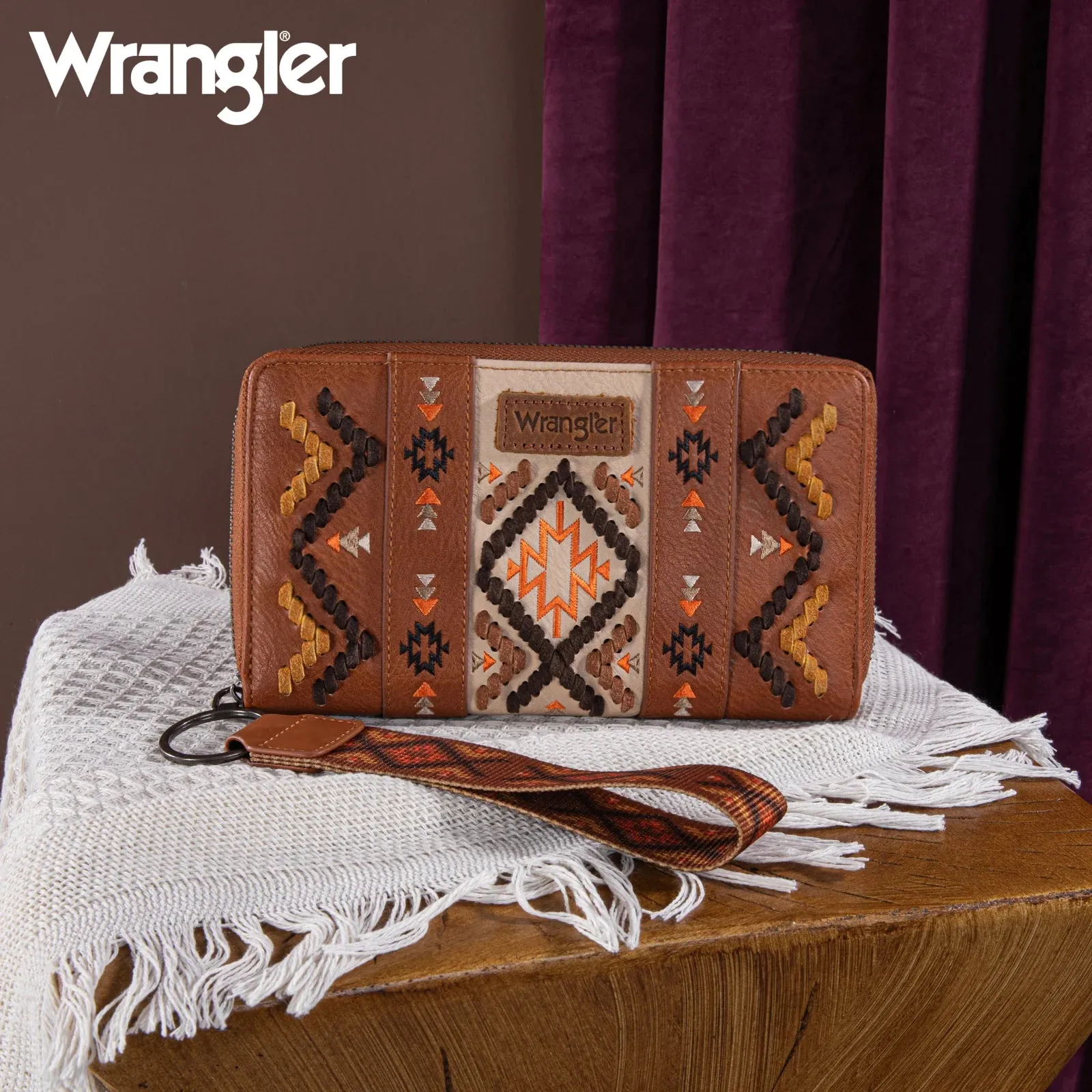 Wrangler Southwestern Brown Embroidered Wallet - WG2214-W006BR