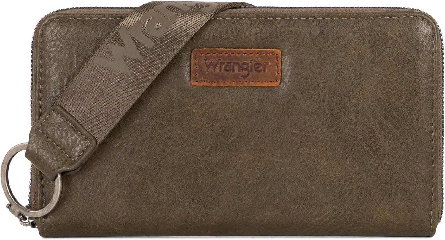 Wrangler Womens Wallet Wristlet Long Purse Designer Clutch Large Capacity Credit Card Holder for Women Men