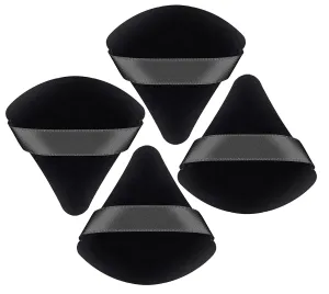 WROLY Triangle Puff 4 Pcs for Pressed Powder, Soft & Resuable Foundation Sponge With Strap, Makeup Sponge Perfect For Dry & Wet Makeup (Black   Black)