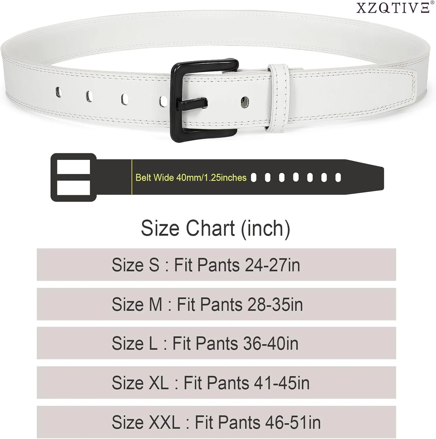 XZQTIVE Men’s Metal Free Belt Hypoallergenic Leather Belts For Jeans Dress Nickle Free TSA Belt With Black Buckle