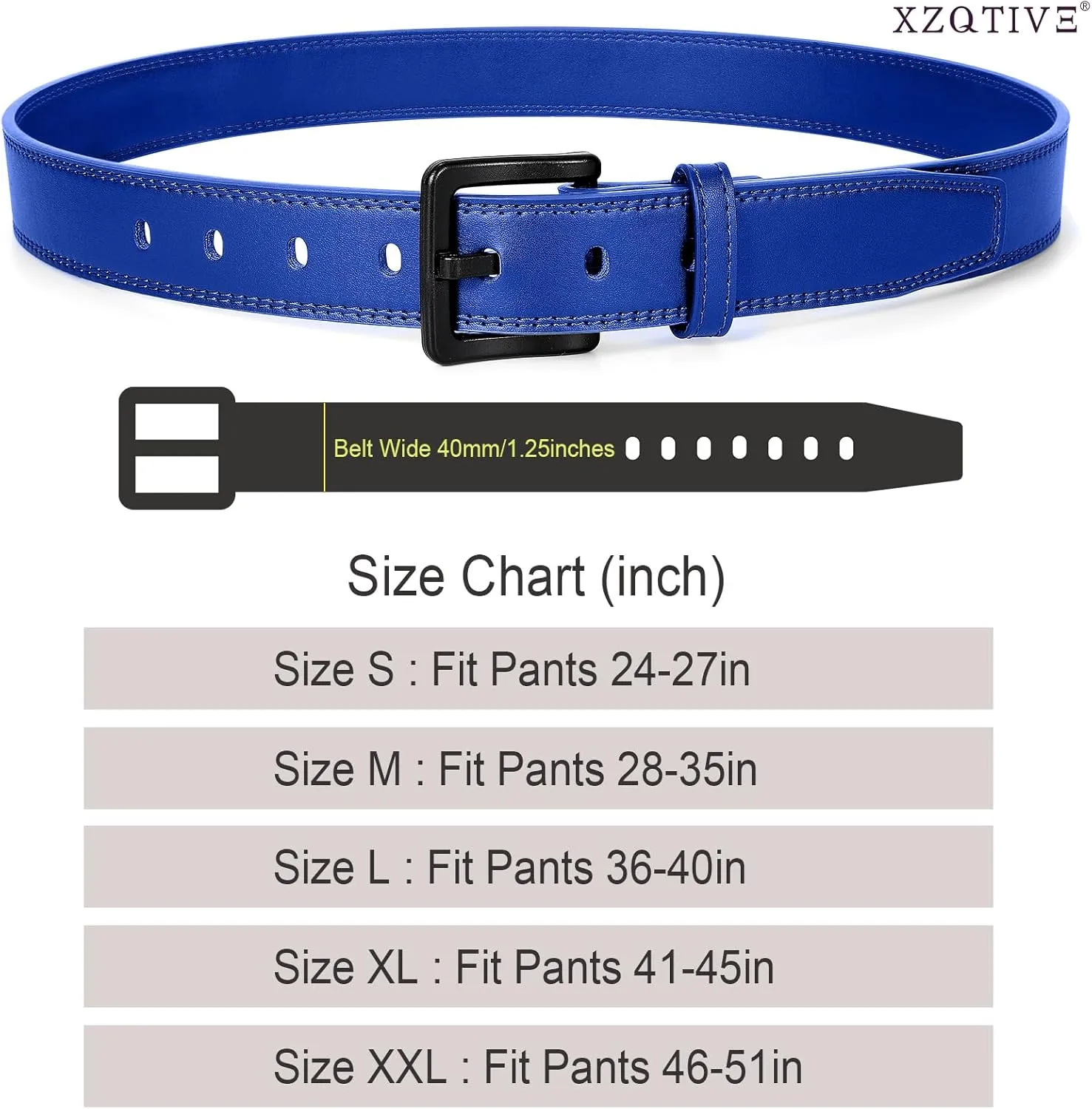 XZQTIVE Men’s Metal Free Belt Hypoallergenic Leather Belts For Jeans Dress Nickle Free TSA Belt With Black Buckle