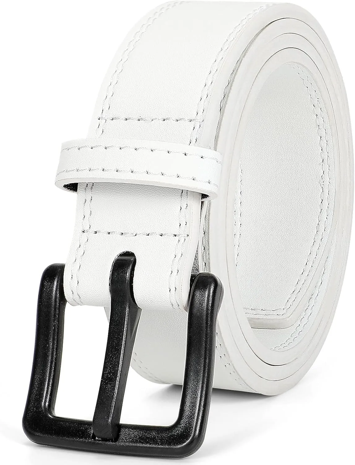 XZQTIVE Men’s Metal Free Belt Hypoallergenic Leather Belts For Jeans Dress Nickle Free TSA Belt With Black Buckle