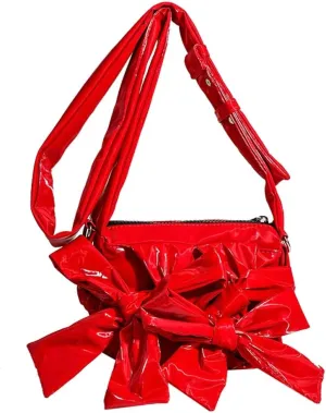 Y2k Bow-Tie Crossbody Bags for Women Chic Plisse Purses for Women Soft Shoulder Bag Trendy Handbag for Party Shopping Travel