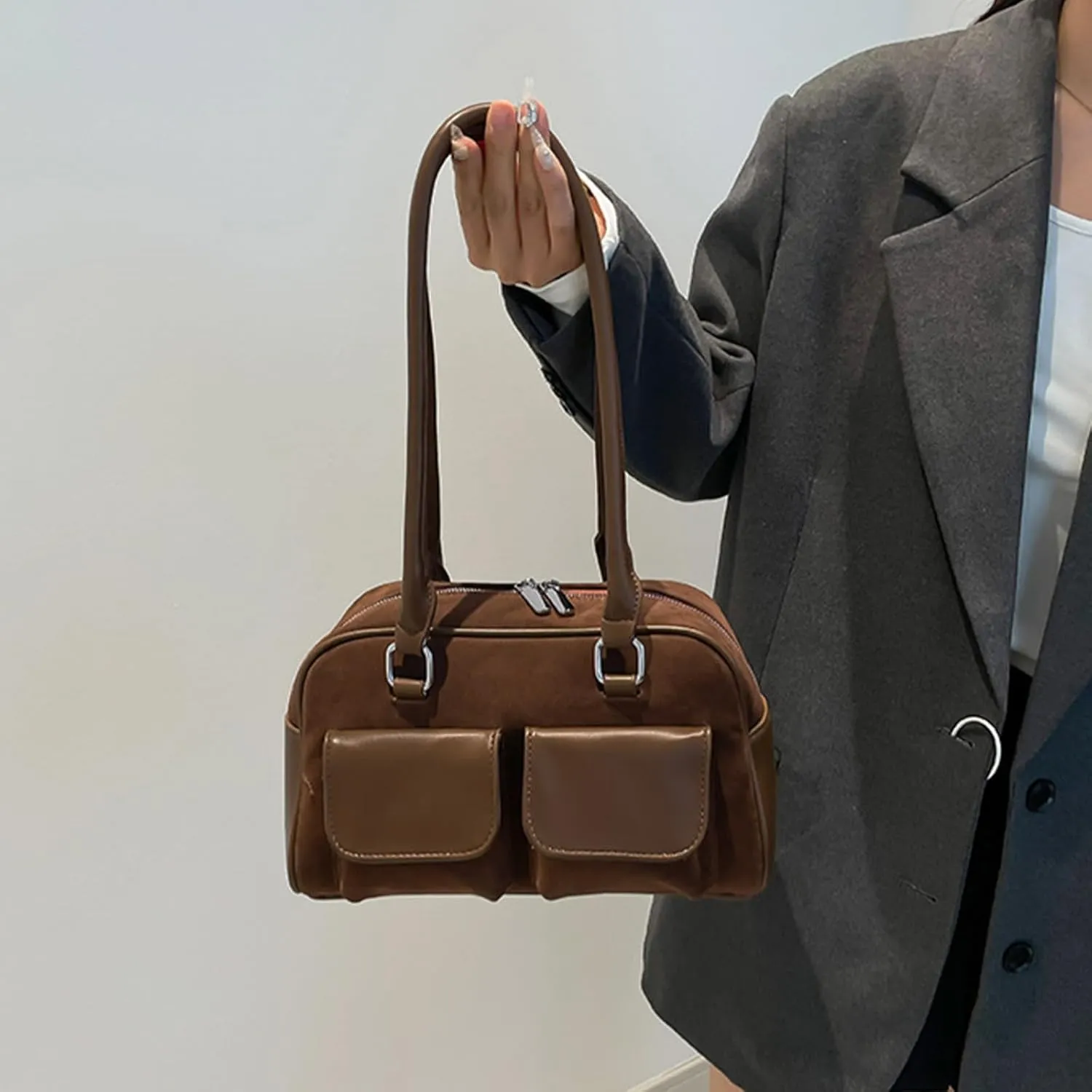 Y2K Shoulder Bag for Women Black Small Purse Brown Purse Trendy Purse Retro Women's Shoulder Handbags Purses
