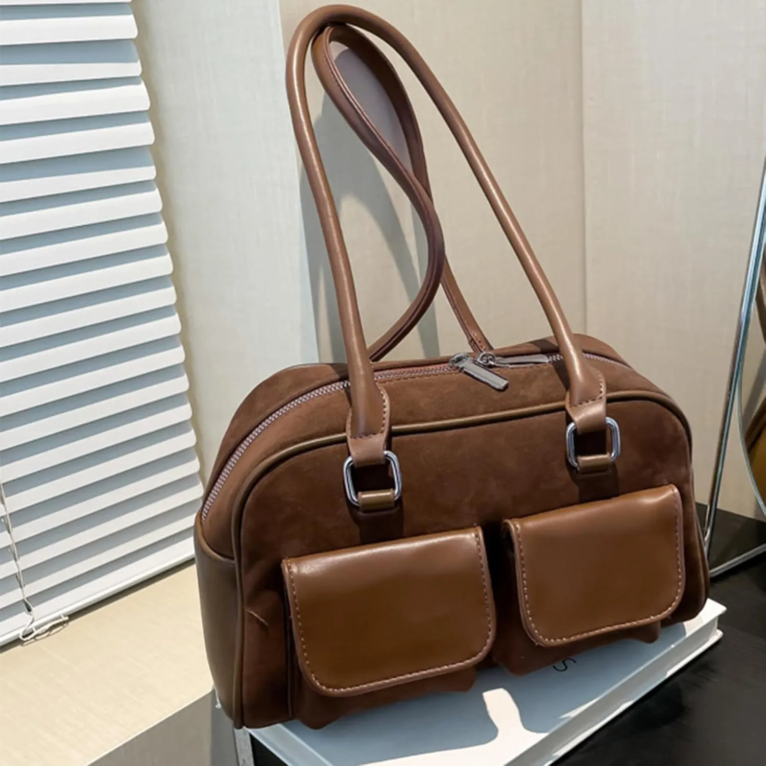 Y2K Shoulder Bag for Women Black Small Purse Brown Purse Trendy Purse Retro Women's Shoulder Handbags Purses