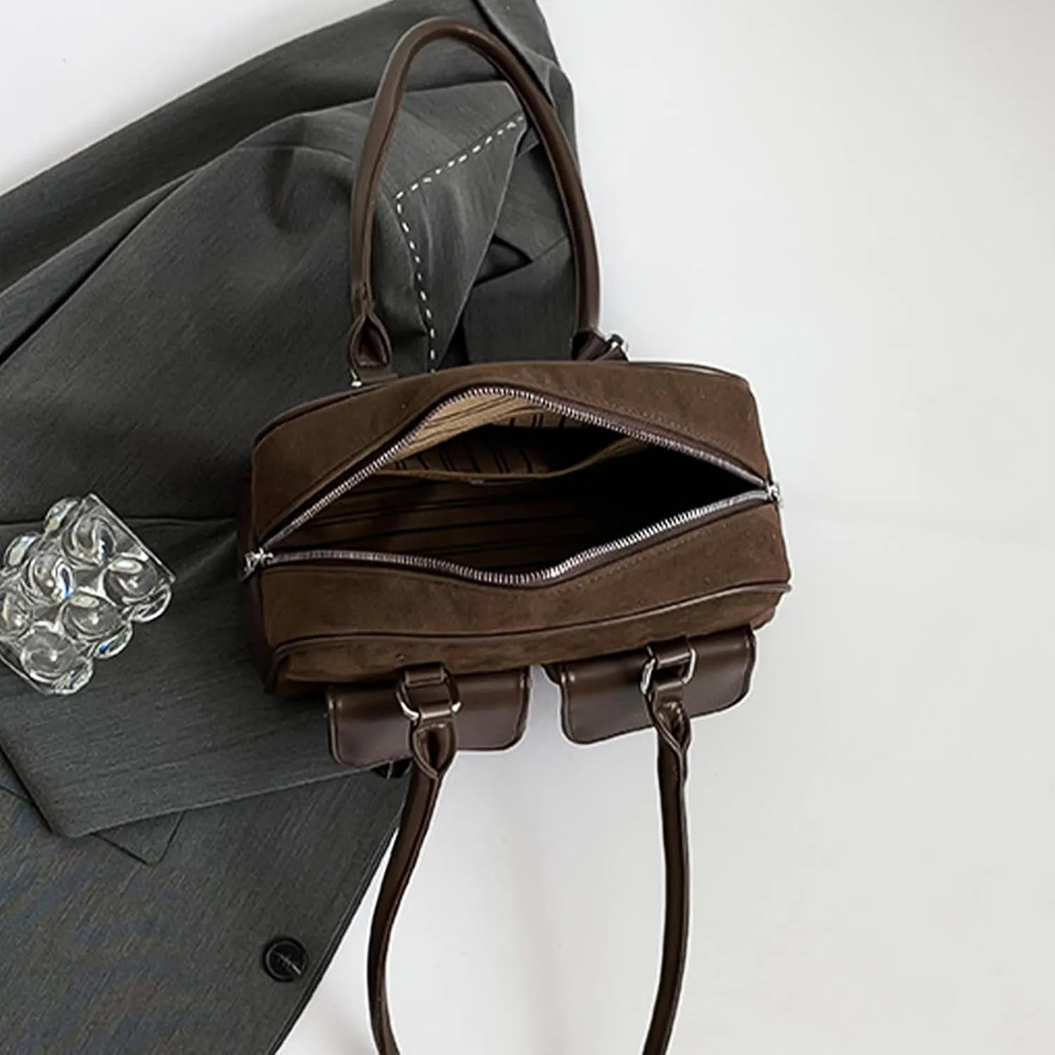 Y2K Shoulder Bag for Women Black Small Purse Brown Purse Trendy Purse Retro Women's Shoulder Handbags Purses