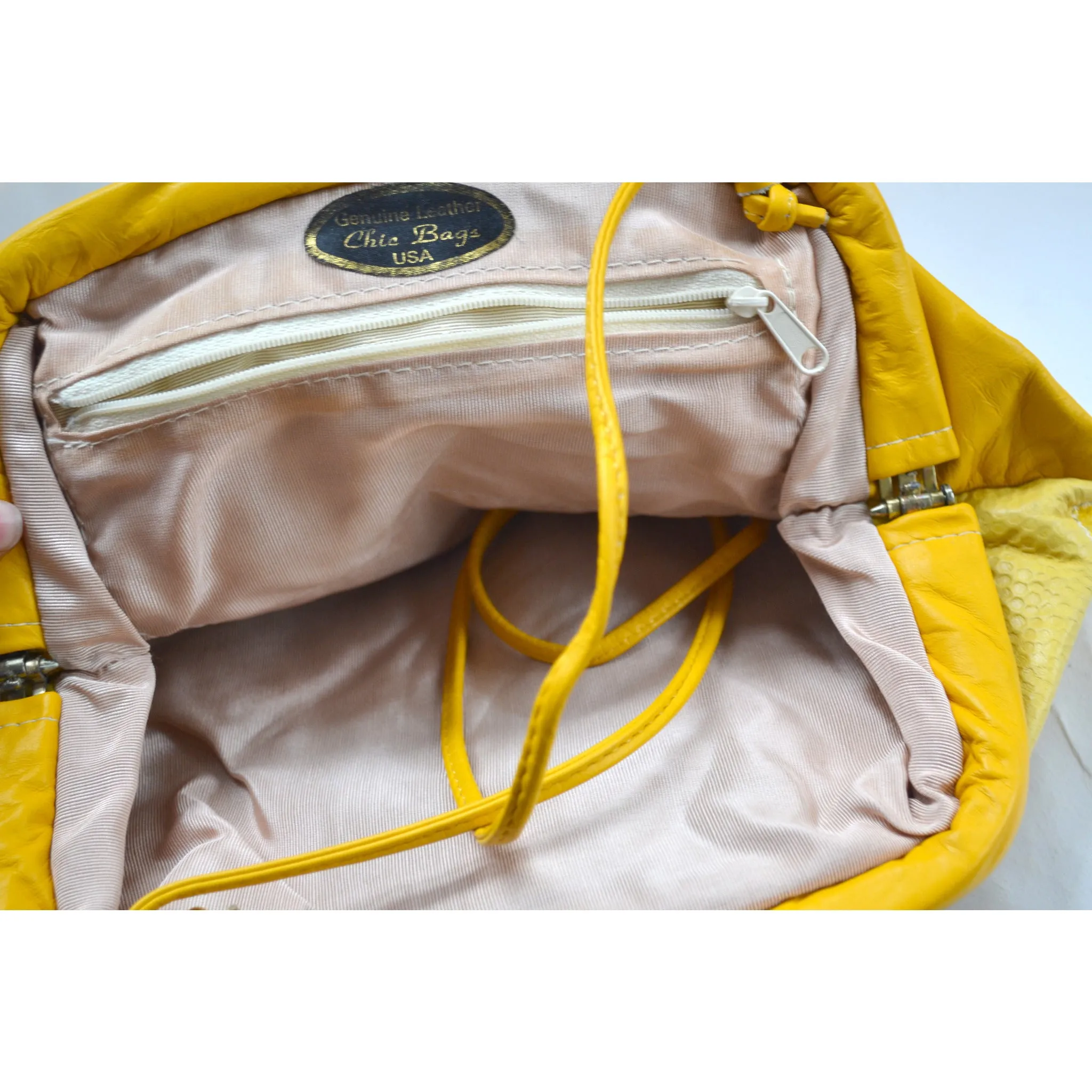 Yellow Leather Embossed Purse