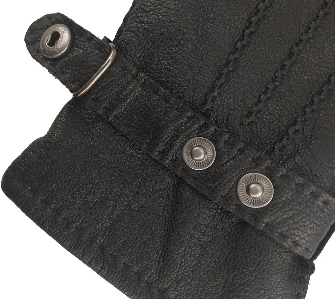 YISEVEN Winter Men's Warm Genuine Lambskin Leather Gloves Skin Tight with Button