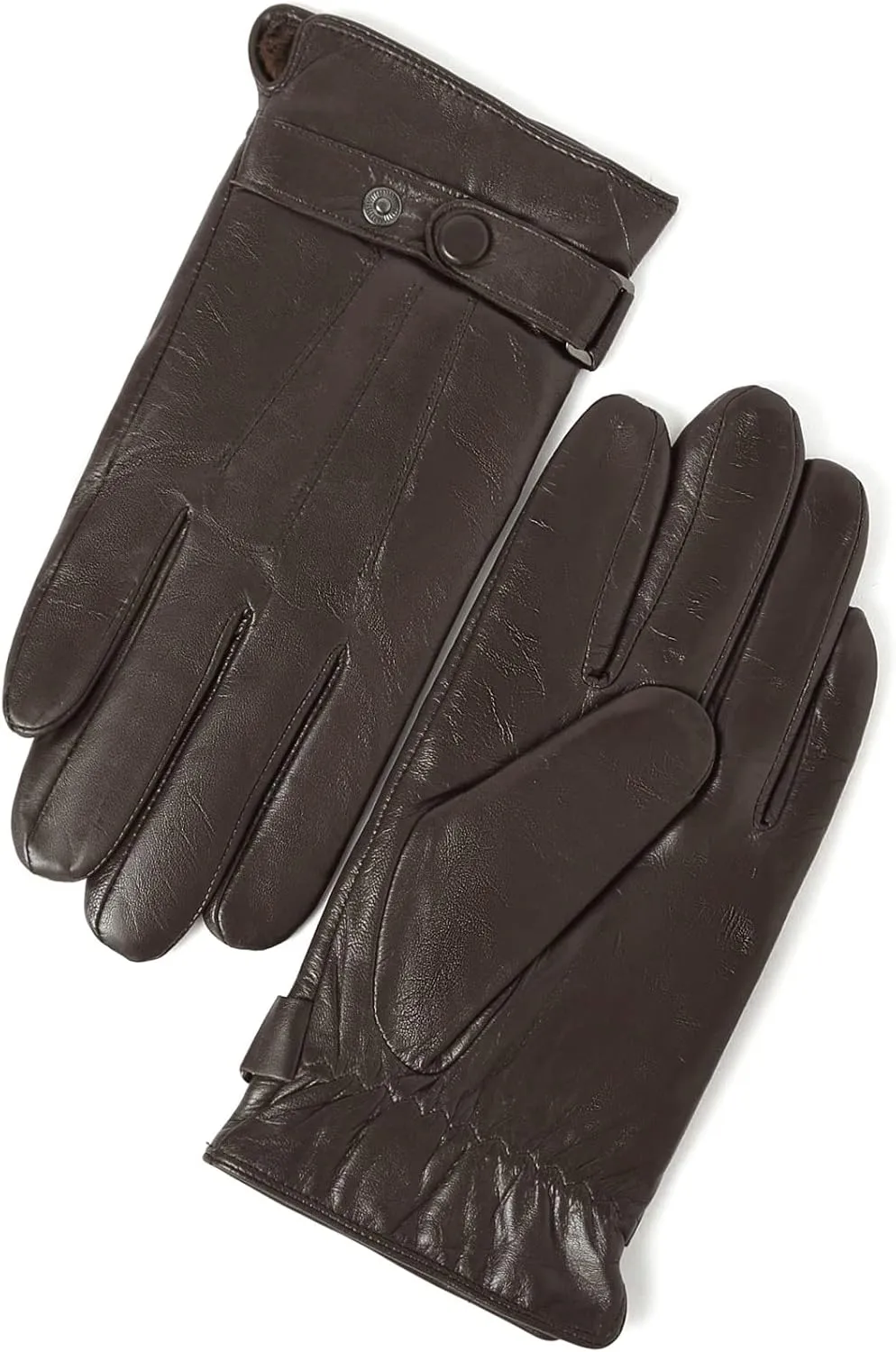 YISEVEN Winter Men's Warm Genuine Lambskin Leather Gloves Skin Tight with Button