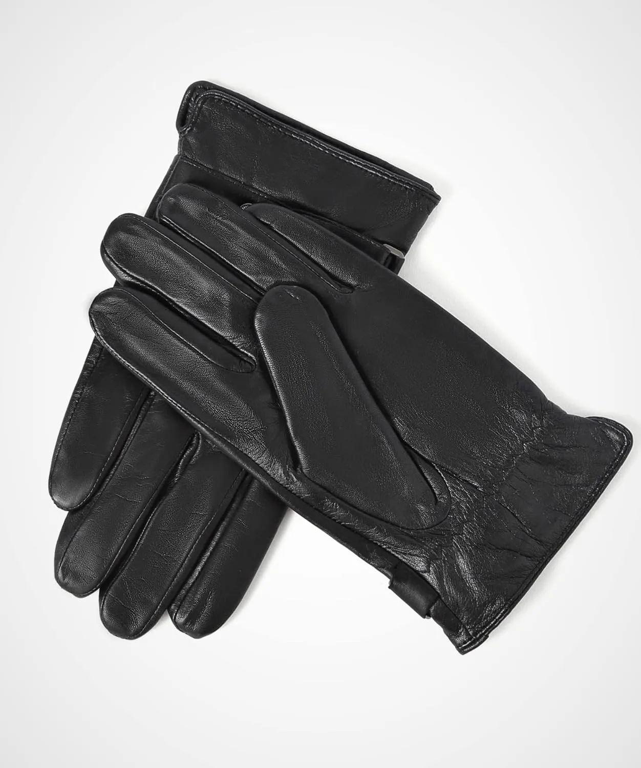 YISEVEN Winter Men's Warm Genuine Lambskin Leather Gloves Skin Tight with Button