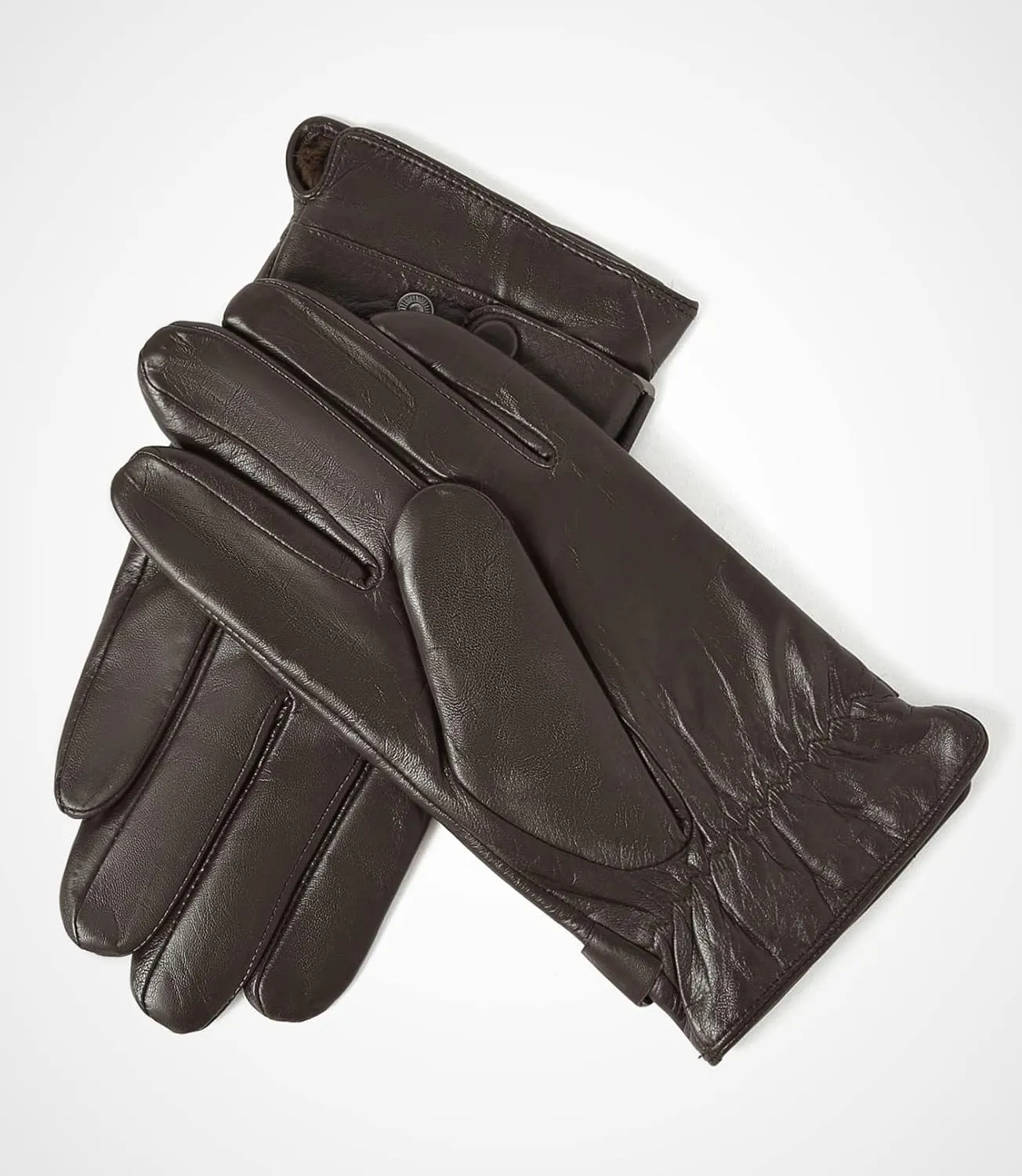 YISEVEN Winter Men's Warm Genuine Lambskin Leather Gloves Skin Tight with Button