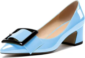 YODEKS Women’s Pointed Toe Pumps,2 Inches Chunky Block Heels Pumps,2 inches Classic Office Daily Dress Shoes