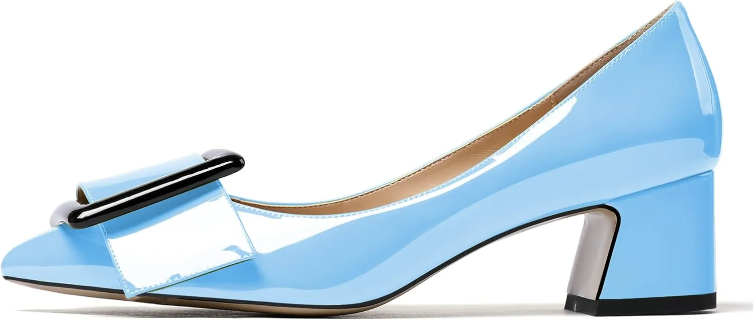 YODEKS Women’s Pointed Toe Pumps,2 Inches Chunky Block Heels Pumps,2 inches Classic Office Daily Dress Shoes