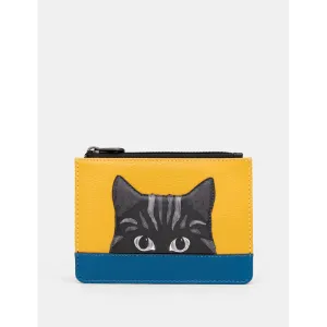 Yoshi Cat Colour Block Zip Top Leather Purse
