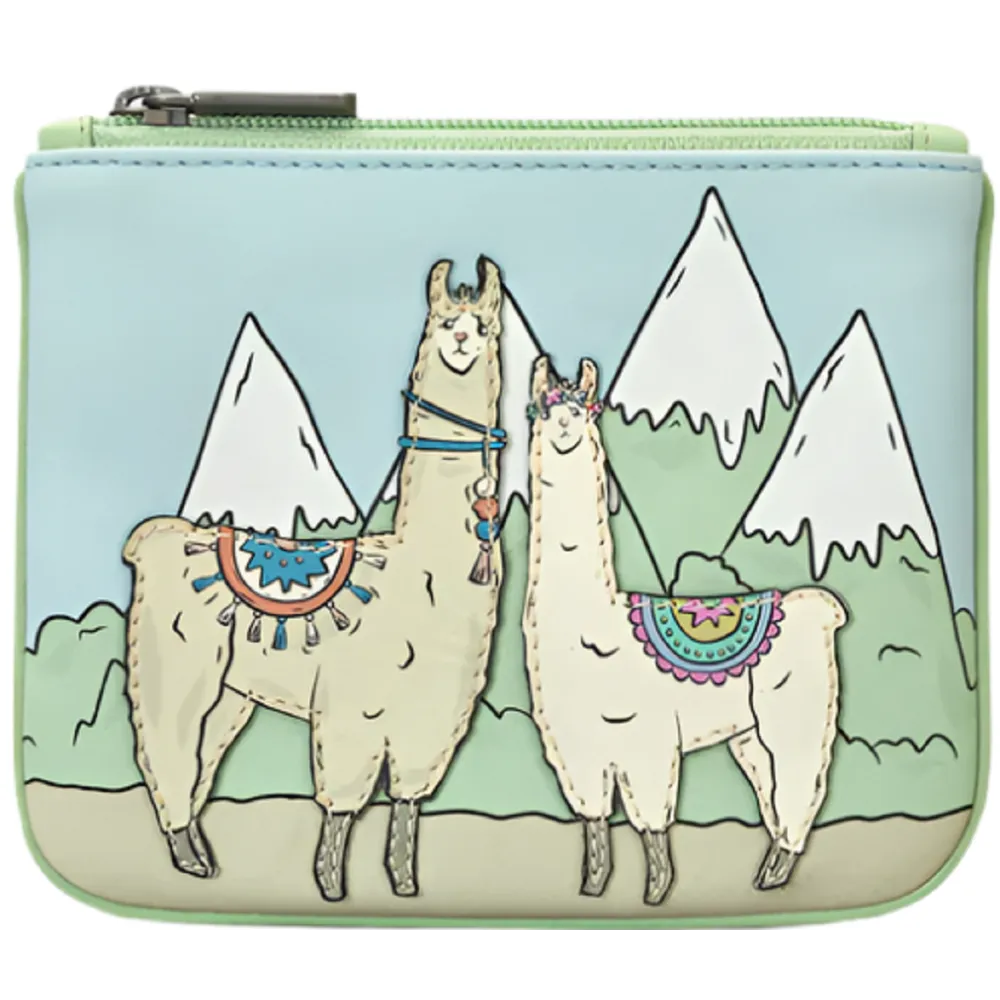 Yoshi Llamas Green Leather Zip Top Purse