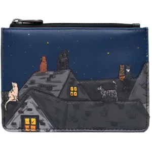 Yoshi Stargazing Cats Zip Top Leather Purse