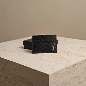 YSL Python Monogram Cardholder Black Leather