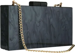 YYW Acrylic Clutch Purses for Women Wedding : Multicolor Evening Crossbody Bag Marbling Handbags with Detachable Chain
