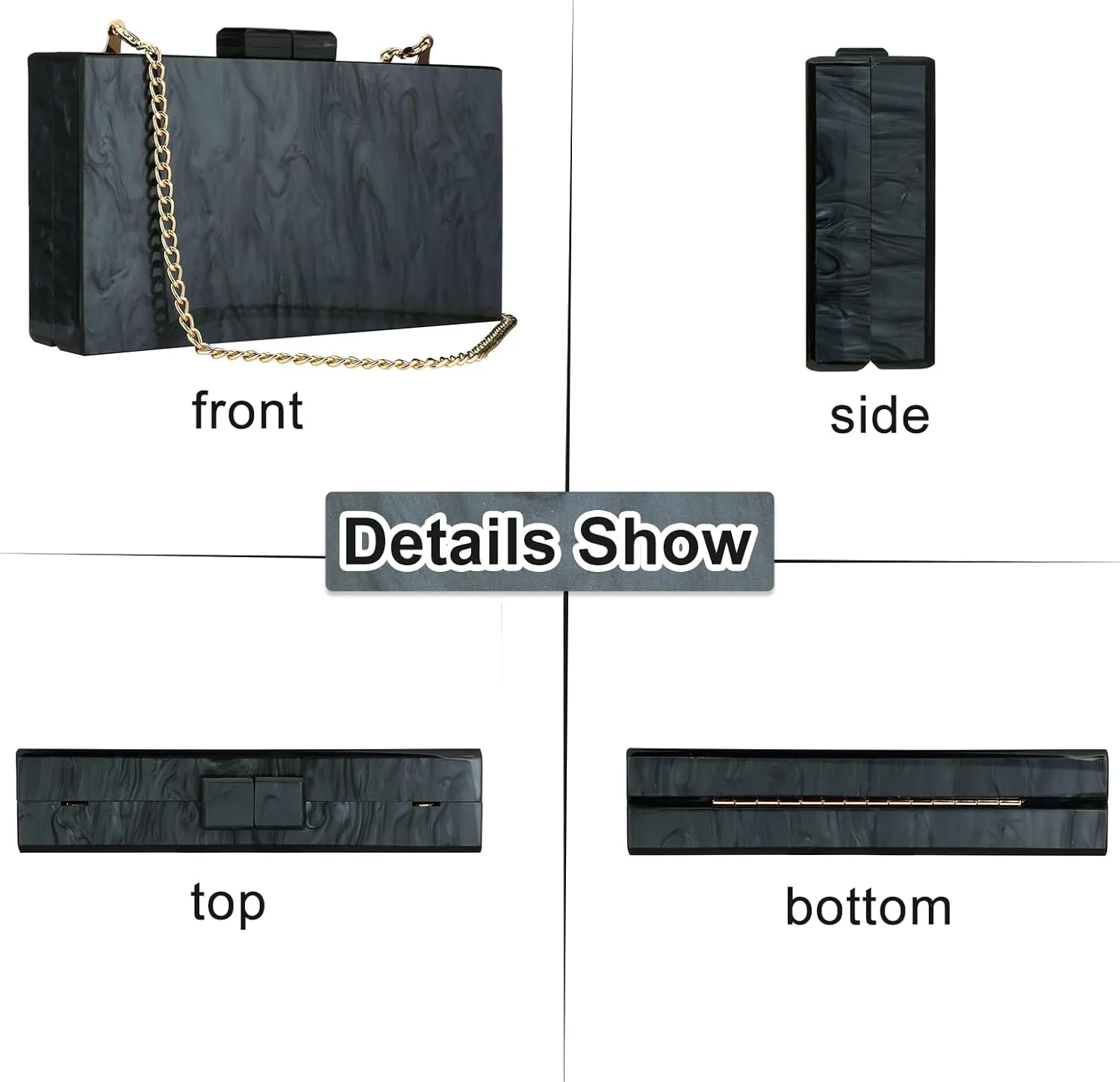YYW Acrylic Clutch Purses for Women Wedding : Multicolor Evening Crossbody Bag Marbling Handbags with Detachable Chain