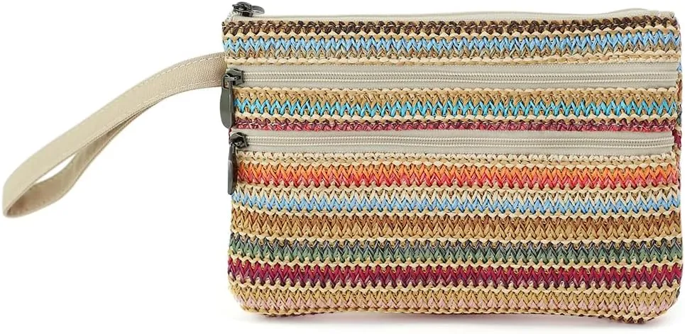 Zip Clutch Purse with Detachable Strap