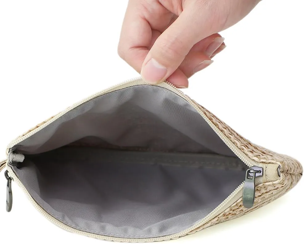 Zip Clutch Purse with Detachable Strap