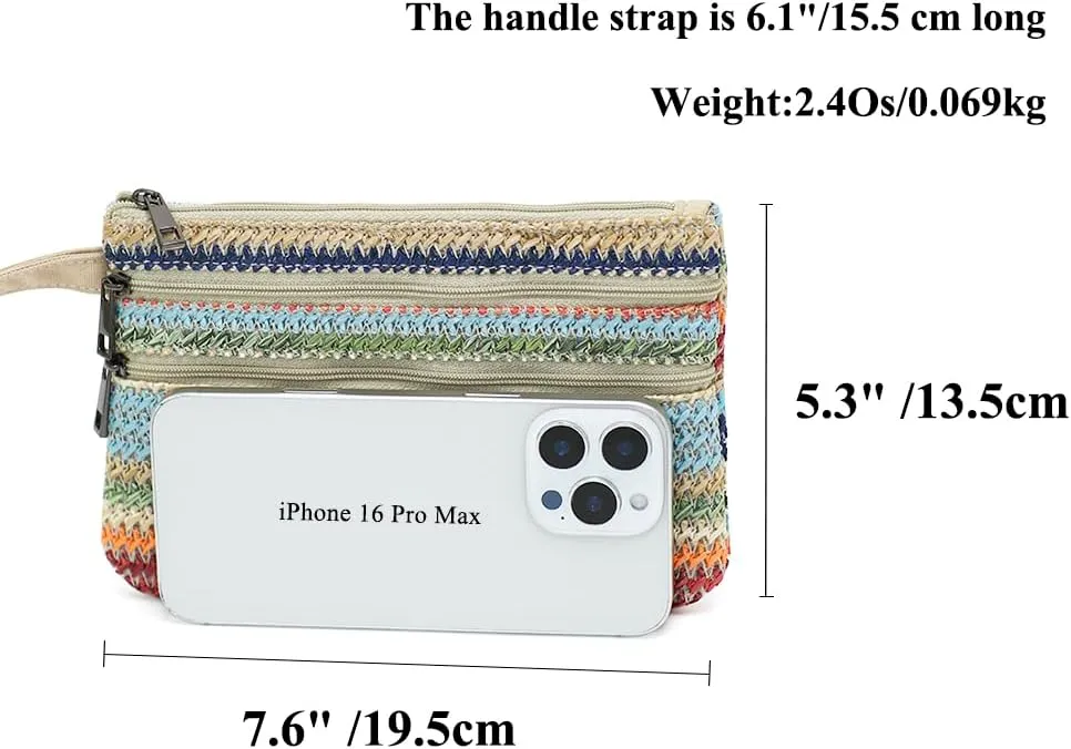 Zip Clutch Purse with Detachable Strap
