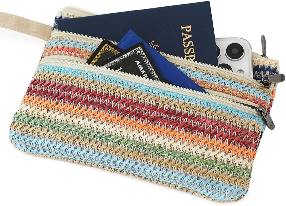 Zip Clutch Purse with Detachable Strap