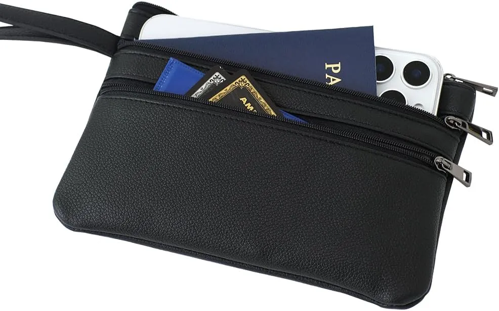 Zip Clutch Purse with Detachable Strap