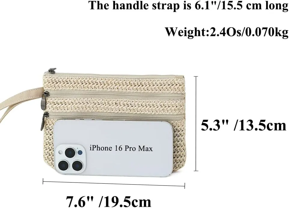 Zip Clutch Purse with Detachable Strap