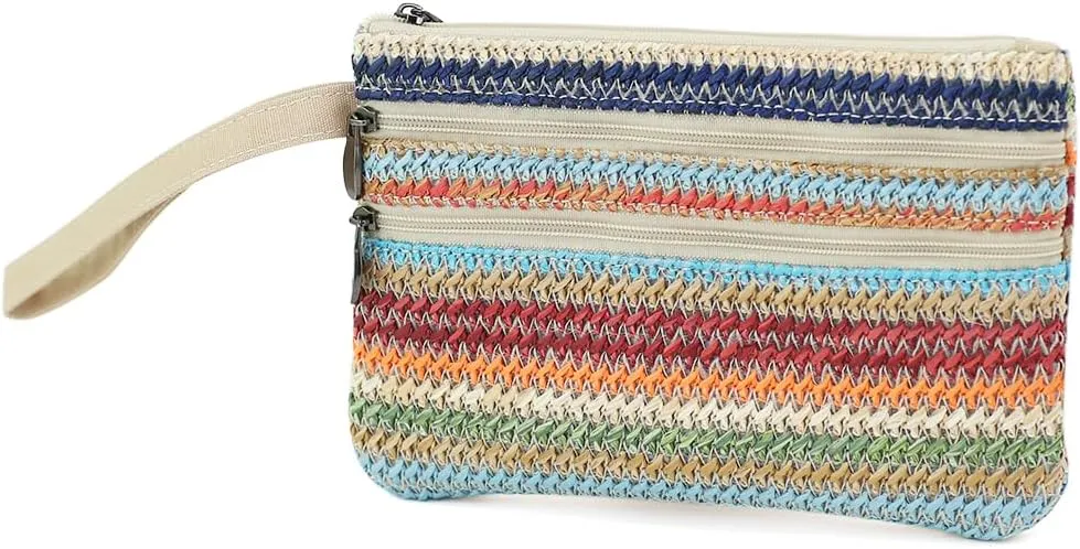 Zip Clutch Purse with Detachable Strap