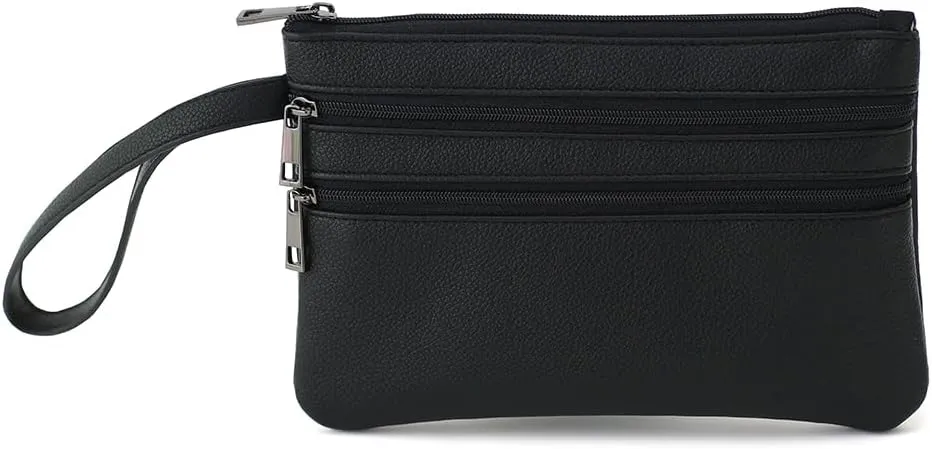Zip Clutch Purse with Detachable Strap