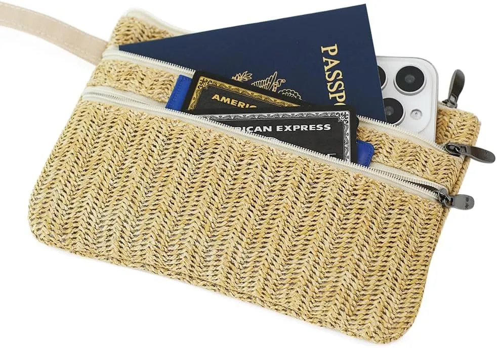 Zip Clutch Purse with Detachable Strap