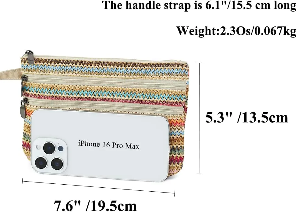 Zip Clutch Purse with Detachable Strap