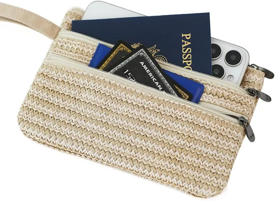 Zip Clutch Purse with Detachable Strap