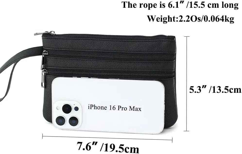 Zip Clutch Purse with Detachable Strap