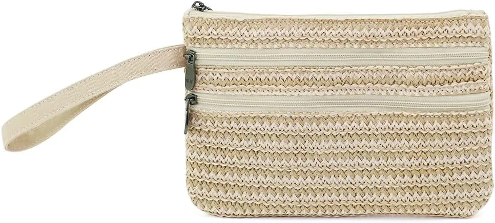 Zip Clutch Purse with Detachable Strap