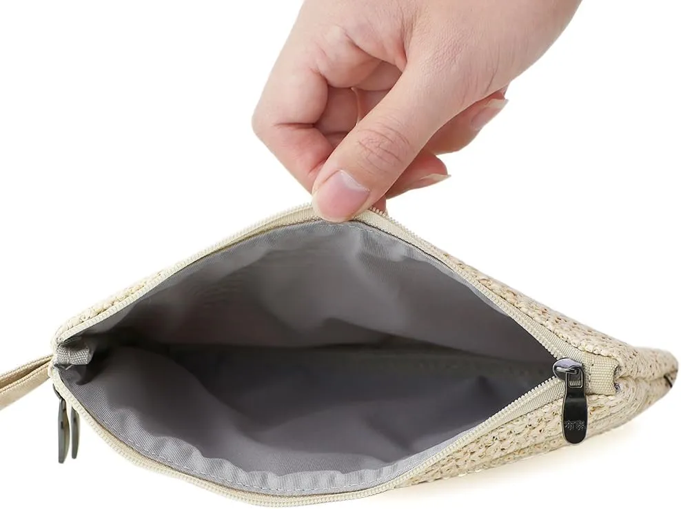 Zip Clutch Purse with Detachable Strap