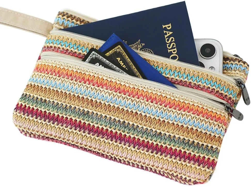 Zip Clutch Purse with Detachable Strap