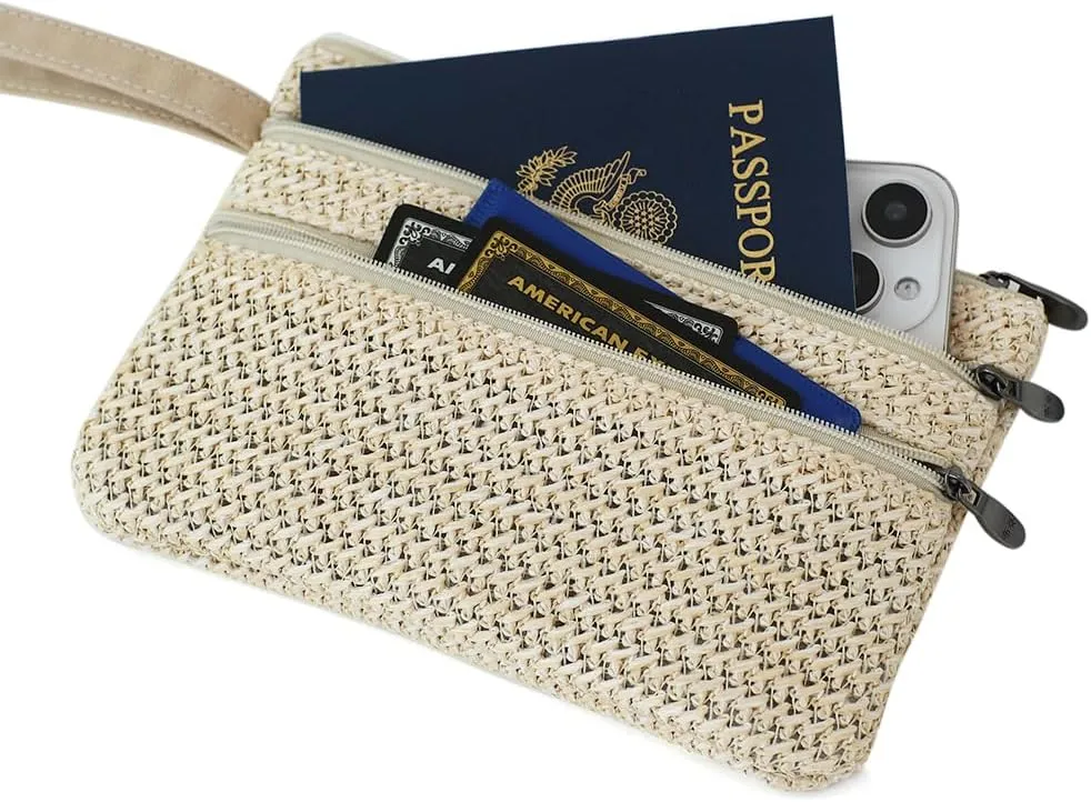 Zip Clutch Purse with Detachable Strap