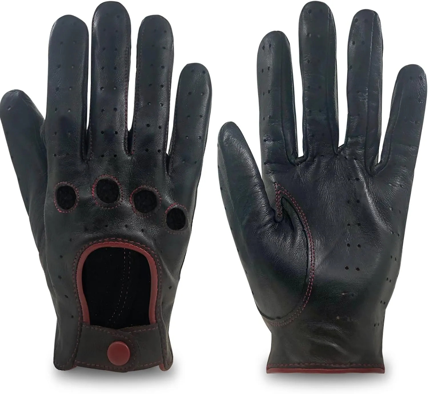 ZLUXURQ Womens Vintage TouchScreen Leather Driving Gloves Unlined -Soft And Thin Quality Italian Lambskin