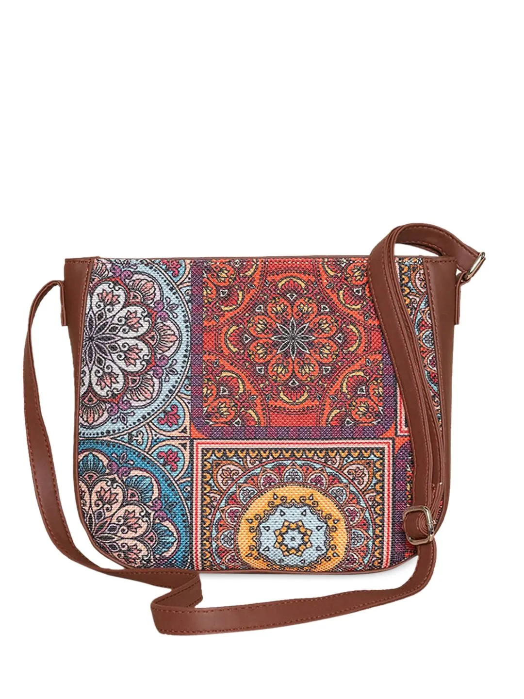 ZOUK Multicoloured Floral Printed Structured Sling Bag
