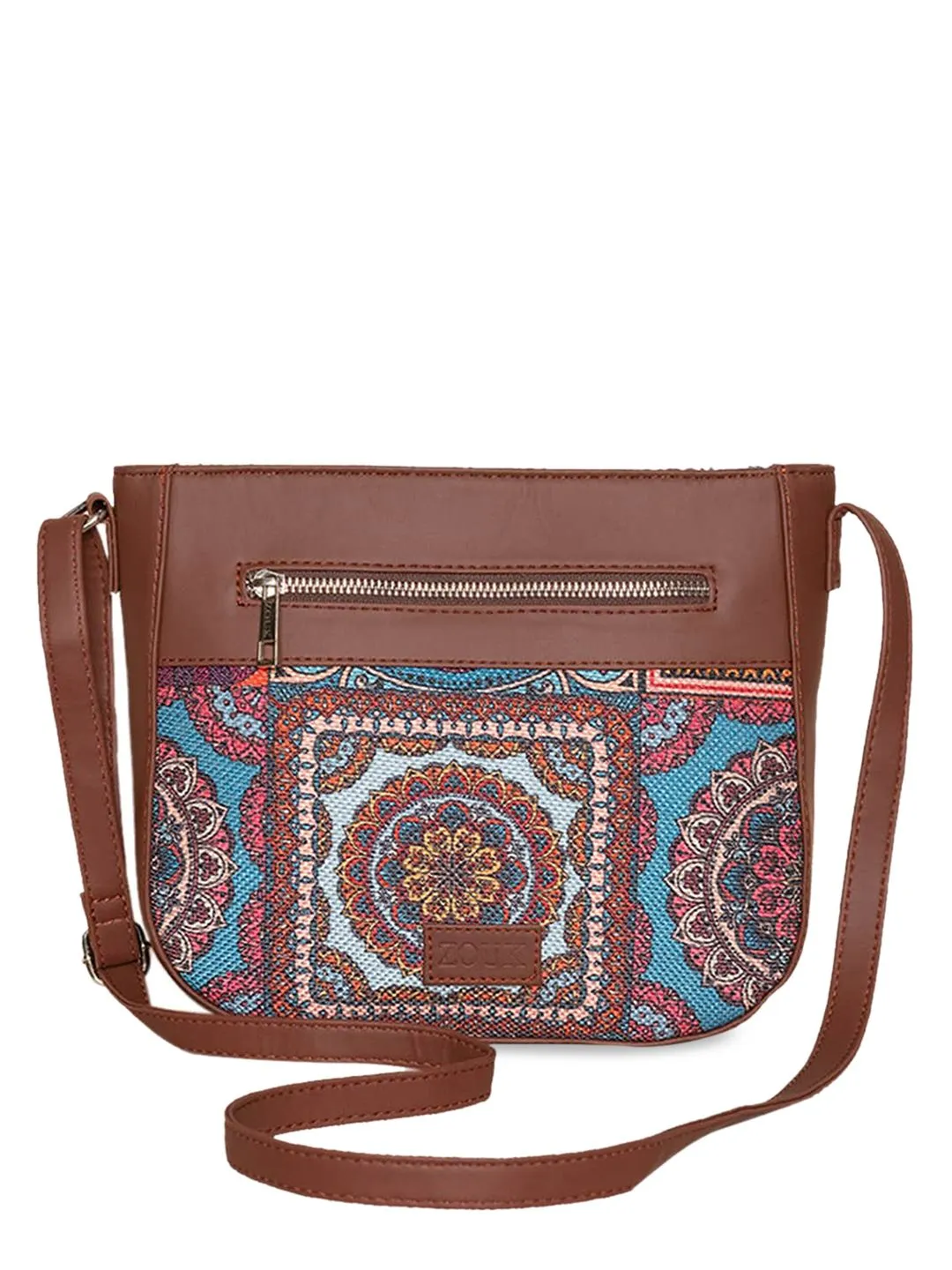 ZOUK Multicoloured Floral Printed Structured Sling Bag